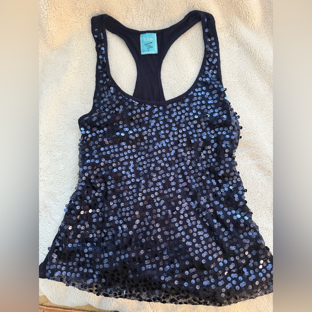 H. I. P. Blue Sequence Tank Top